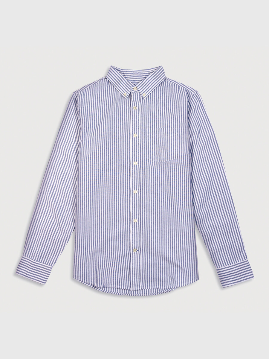 Camisa Oxford Standard Hombre - Blue Track Stripe 