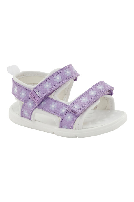 Sandalias con velcro, diseño floral Sin color