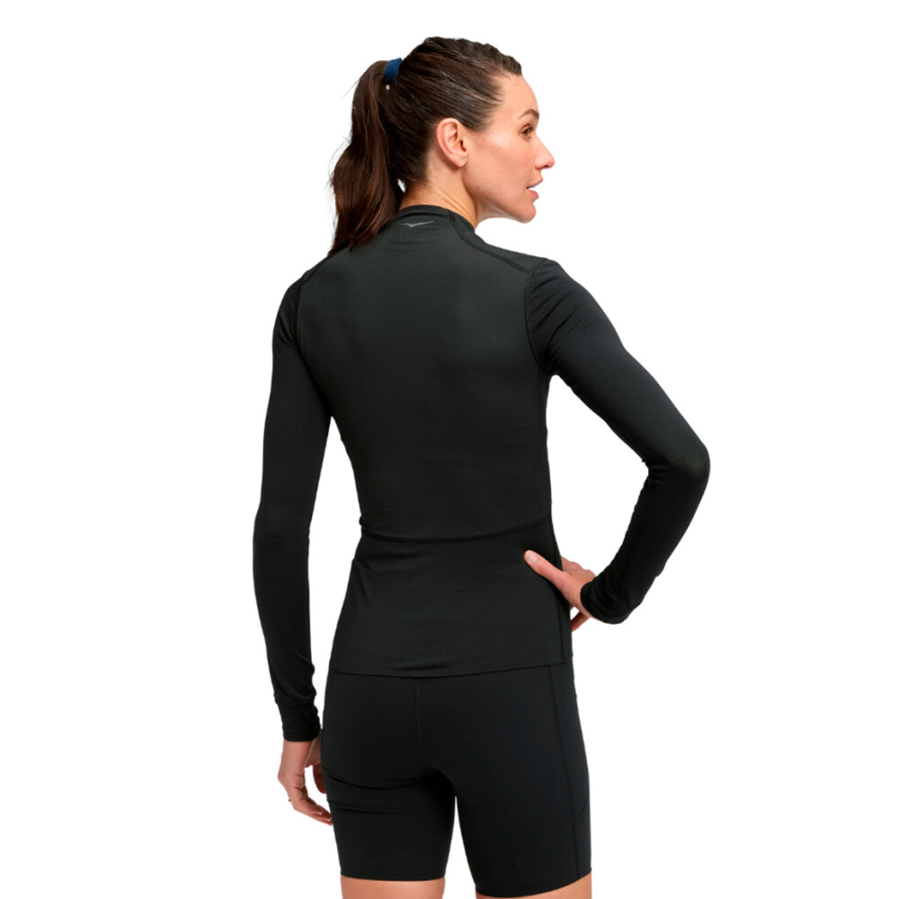 Hoka Buzo SkyBreeze Long Sleeve Zip Mujer - Negro Negro-Negro