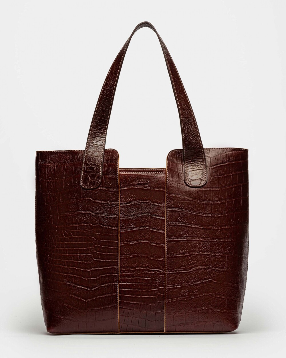 Shopper The Braided En Cuero Grabado Croco Red Tabaco