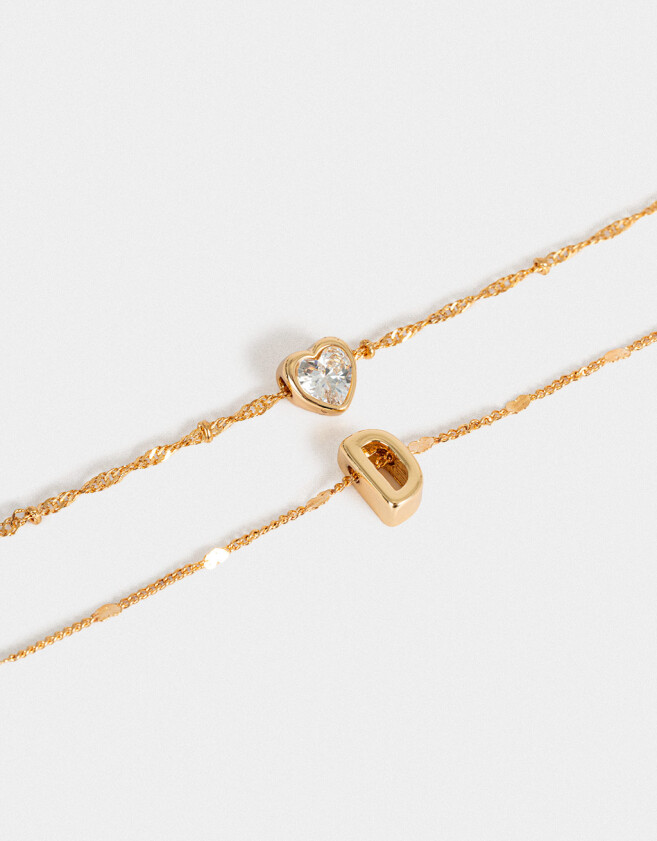 Collares Cortos Con cubic zirconia Collar Corto Cubic Inicial "d" - Dorado