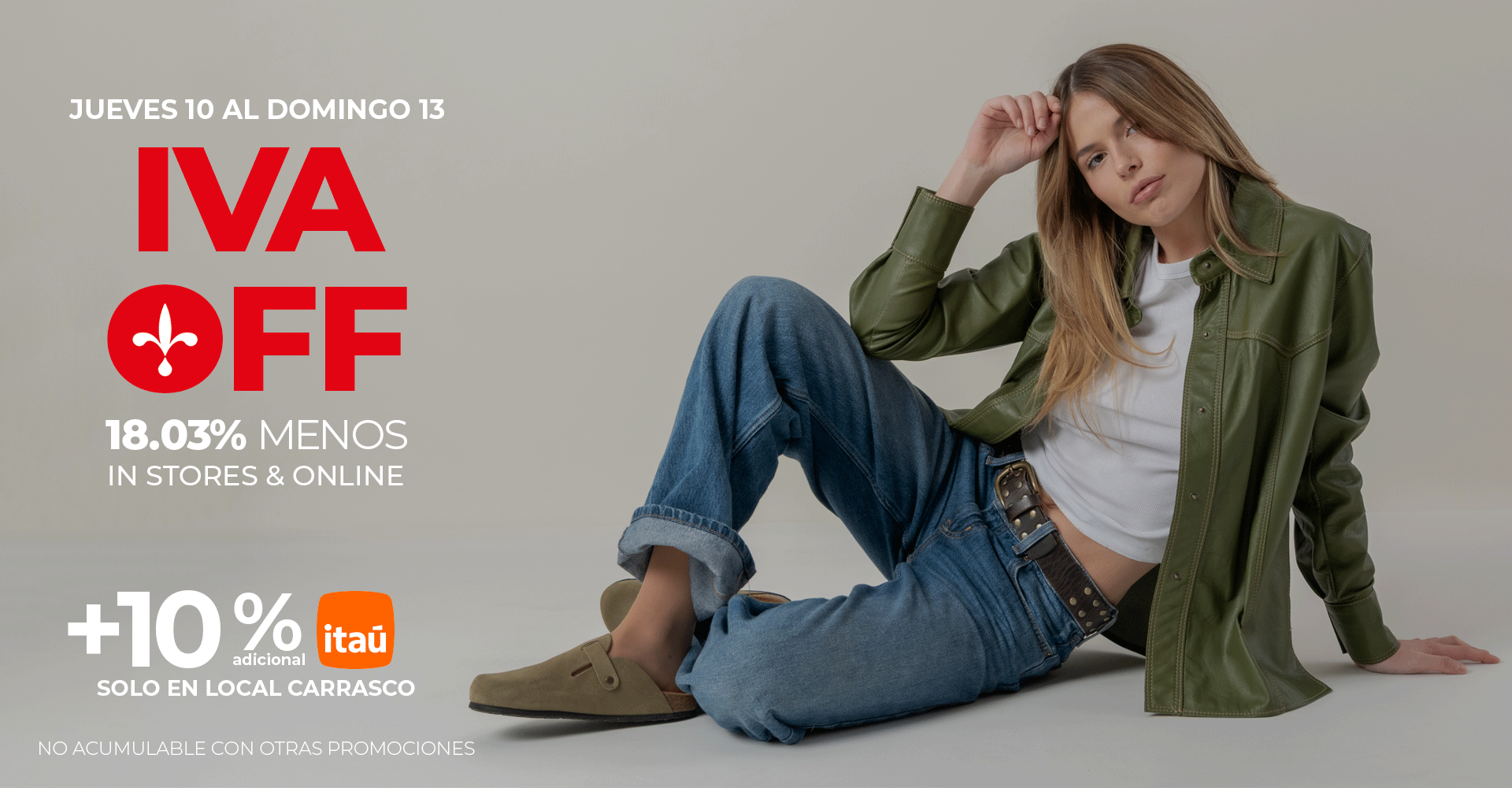 iva off, 18.03 % de descuento