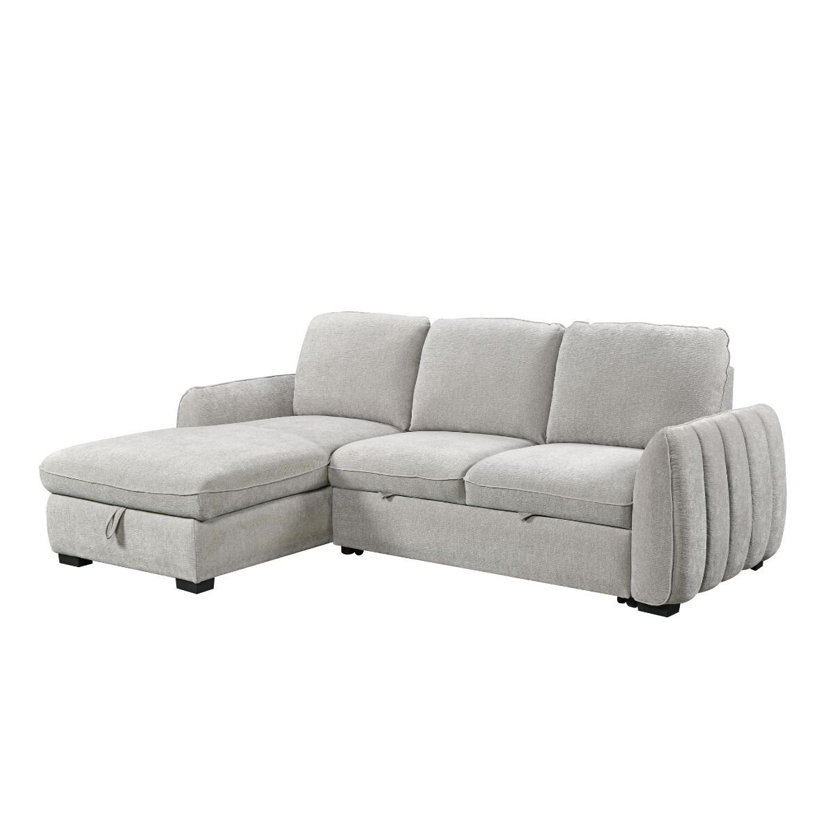 Rinconera Cama Thesi (C/Baúl) - Tela Microfibra - Chaise izquierdo - City 451 (Gris) 