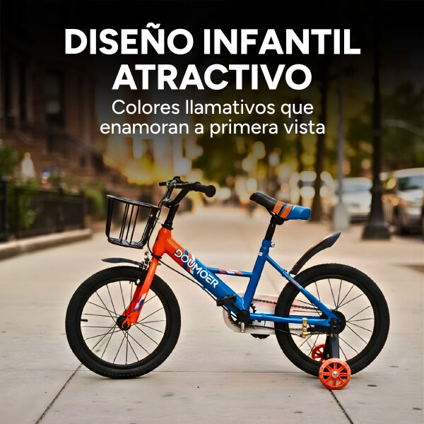 Bicicleta Infantil Doumoer R16 Canasto Parrilla Guardabarros Azul 1