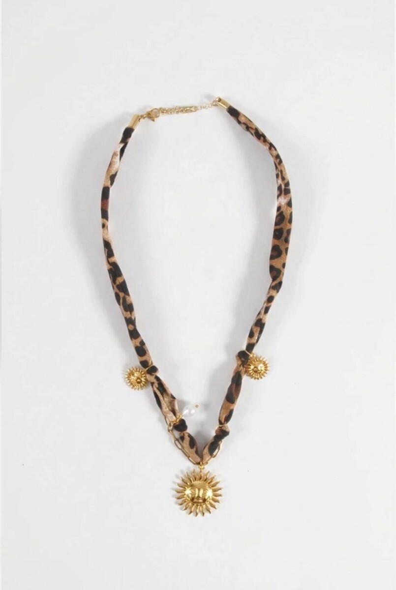 Collar tela dije sol acero - dorado 