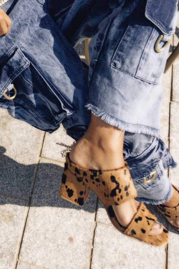 Firework Print Heels Camel / Negro