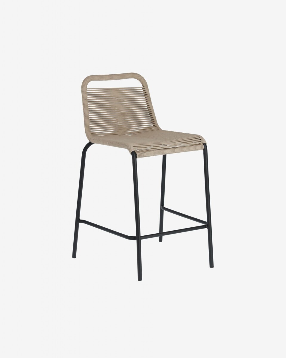 Taburete Lambton de cuerda - marrón y acero con acabado negro altura 62 cm 