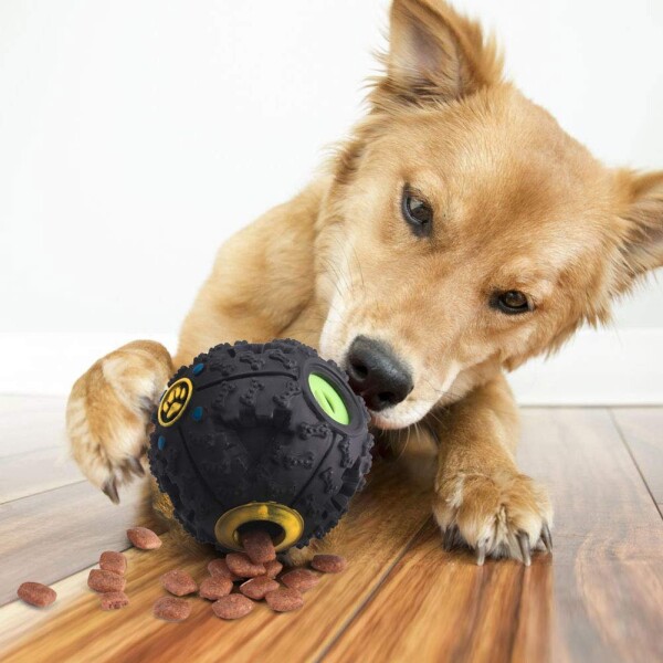 Pelota Perro Dispensadora Alimento Con Sonido Juguete Maciza Color Variante Negro