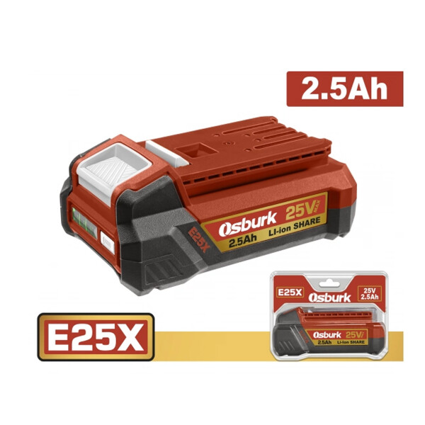 BATERIA LITIO 25V 2.5AH PARA LINEA E25X USO INDUSTRIAL OSBURK KLBP25251 BATERIA LITIO 25V 2.5AH PARA LINEA E25X USO INDUSTRIAL OSBURK KLBP25251