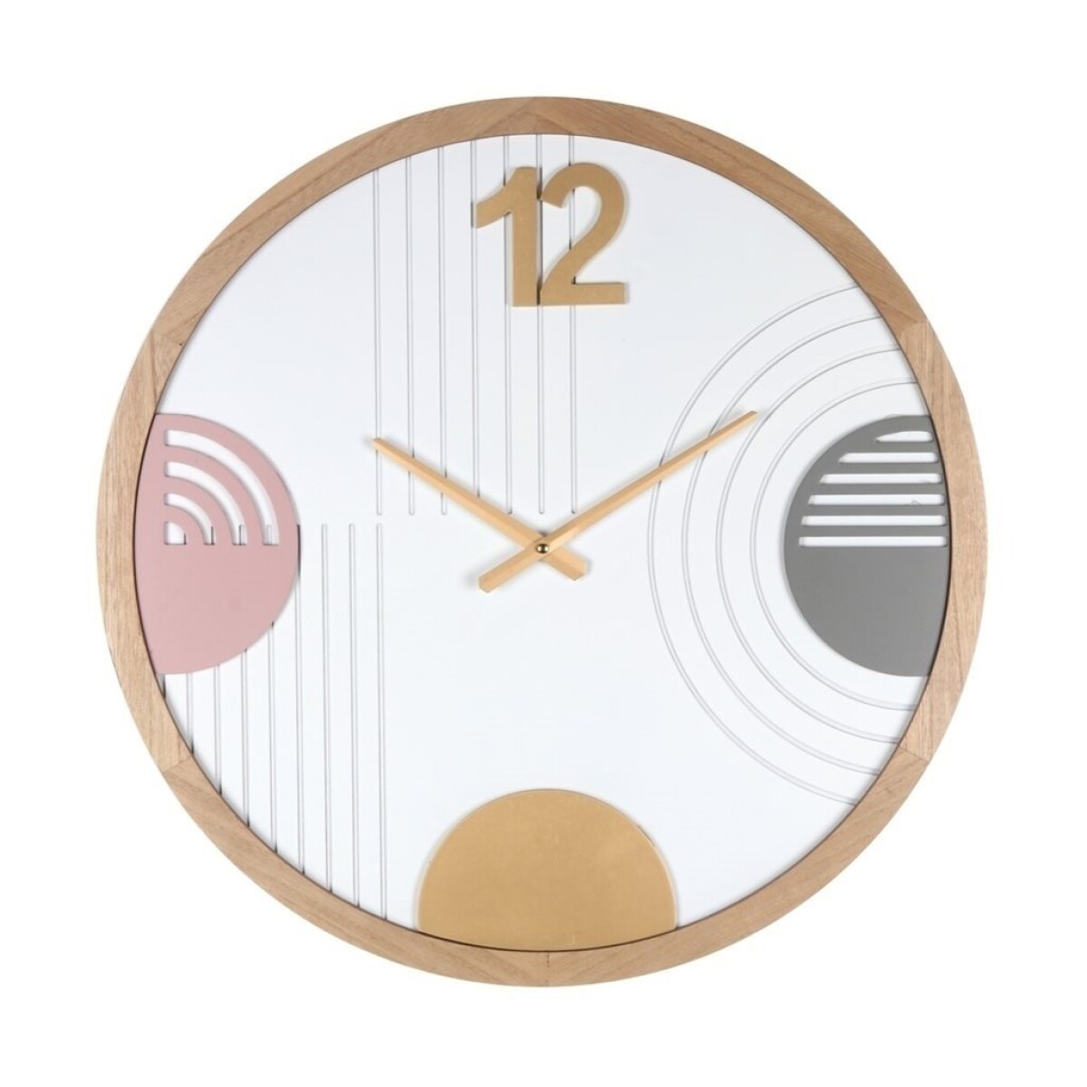 RELOJ DE PARED MDF 60X60X4 CM CIRCULOS Y LINEAS 