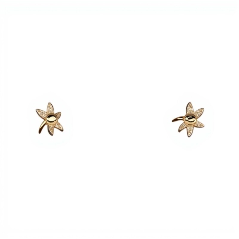 Caravanas Flor de Estrella Plata- Plata 925- Sin Piedra- CA4107 sinpiedra