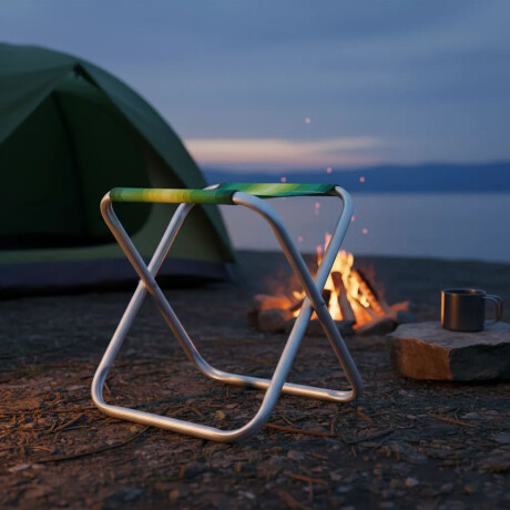 Banqueta Plegable Aluminio Mor Reforzada 90kg Polietileno Verde