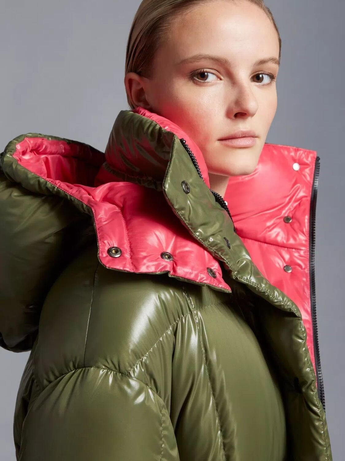 Moncler -Campera larga con capucha desmontable, PARNAIBA Verde