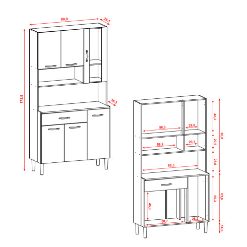 JUEGO DE COCINA MODULAR KIT MOBILIARIO MDP GOLDEN FREIJO FREIJO Y BLANCO