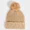 Gorro Romántico Gorro Tejido Con Pompón - Marron Beige