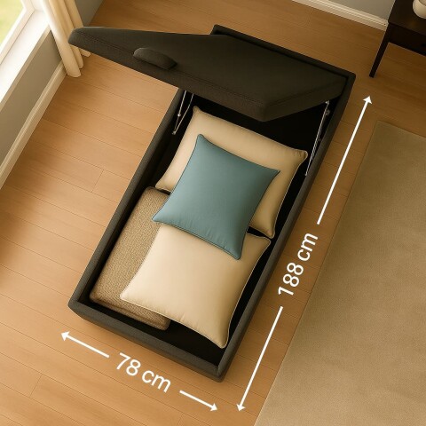 BASE BOX BAUL 1 PLAZA - 78 x 188 x 35 cm - Madera Maciza - Negro BASE BOX BAUL 1 PLAZA - 78 x 188 x 35 cm - Madera Maciza - Negro