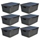 Set X6 Cajas organizadoras con tapa 16 lts NEGRO