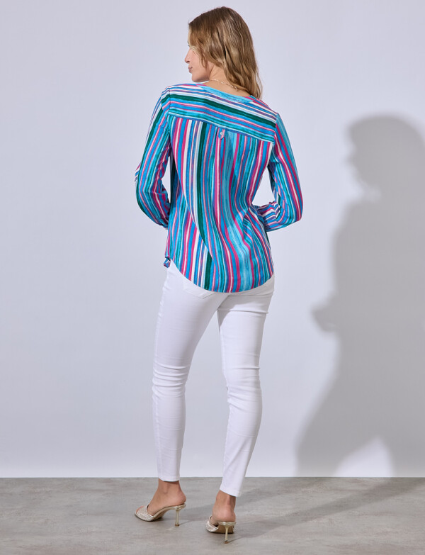 Blusa Botones Printed AZUL/MULTI