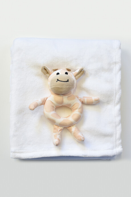 Manta lisa con peluche de girafa