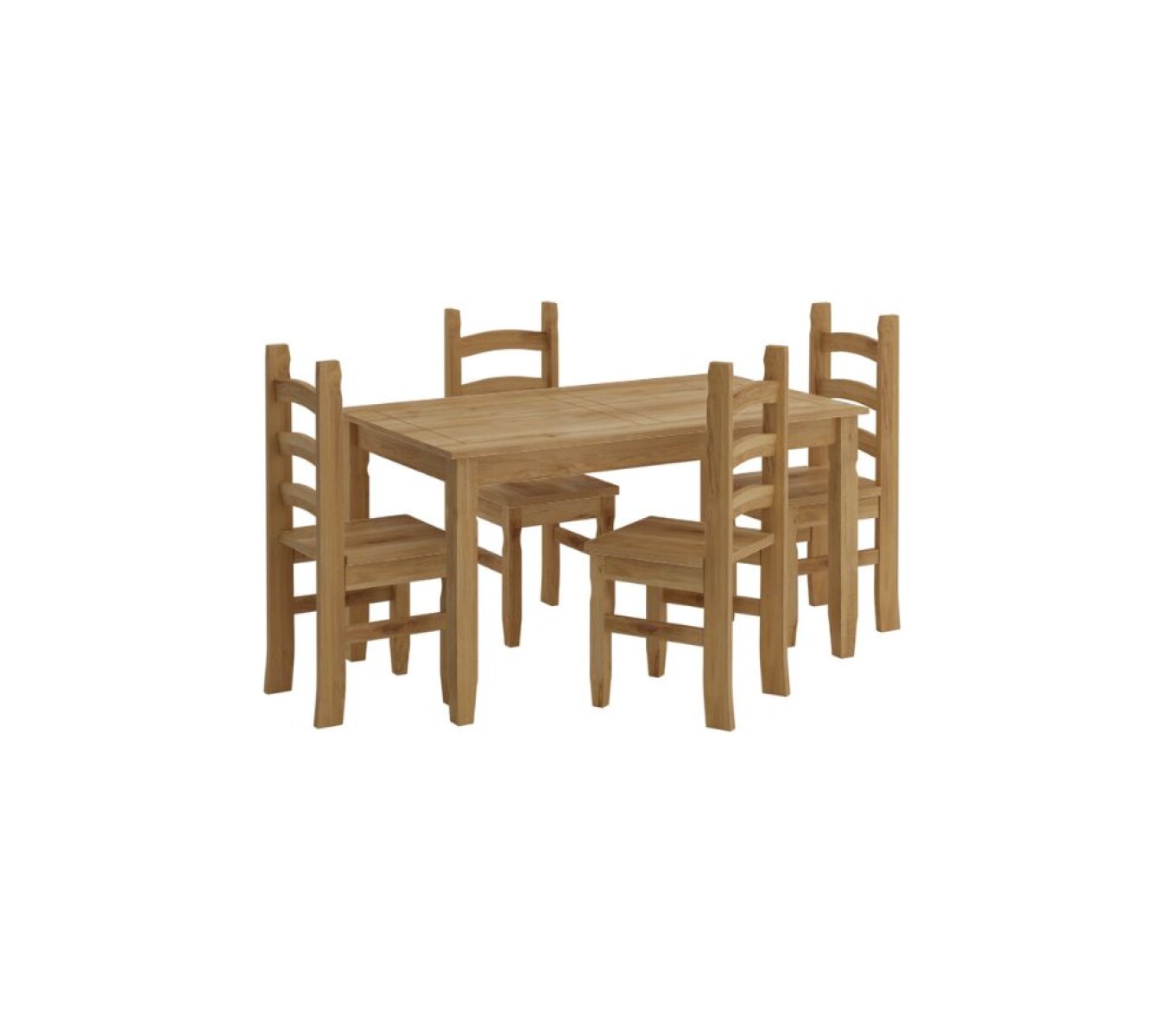 Juego De Comedor 4 Sillas - Corona - Madera - Natural 