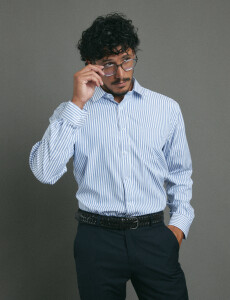 012678 CAMISA HARRINGTON LABEL Blanco/celeste