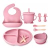 Set Alimentación Bebé en Silicona Libre Bpa 10 Piezas Rosa