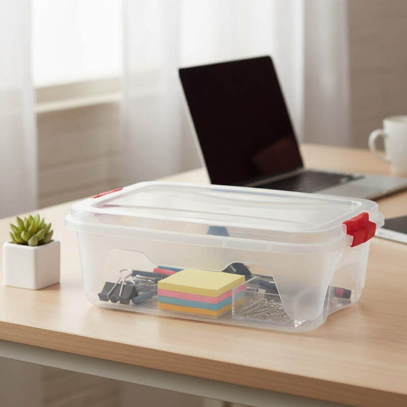 Caja organizadora 10 lts de plástico reforzada TRANSPARENTE