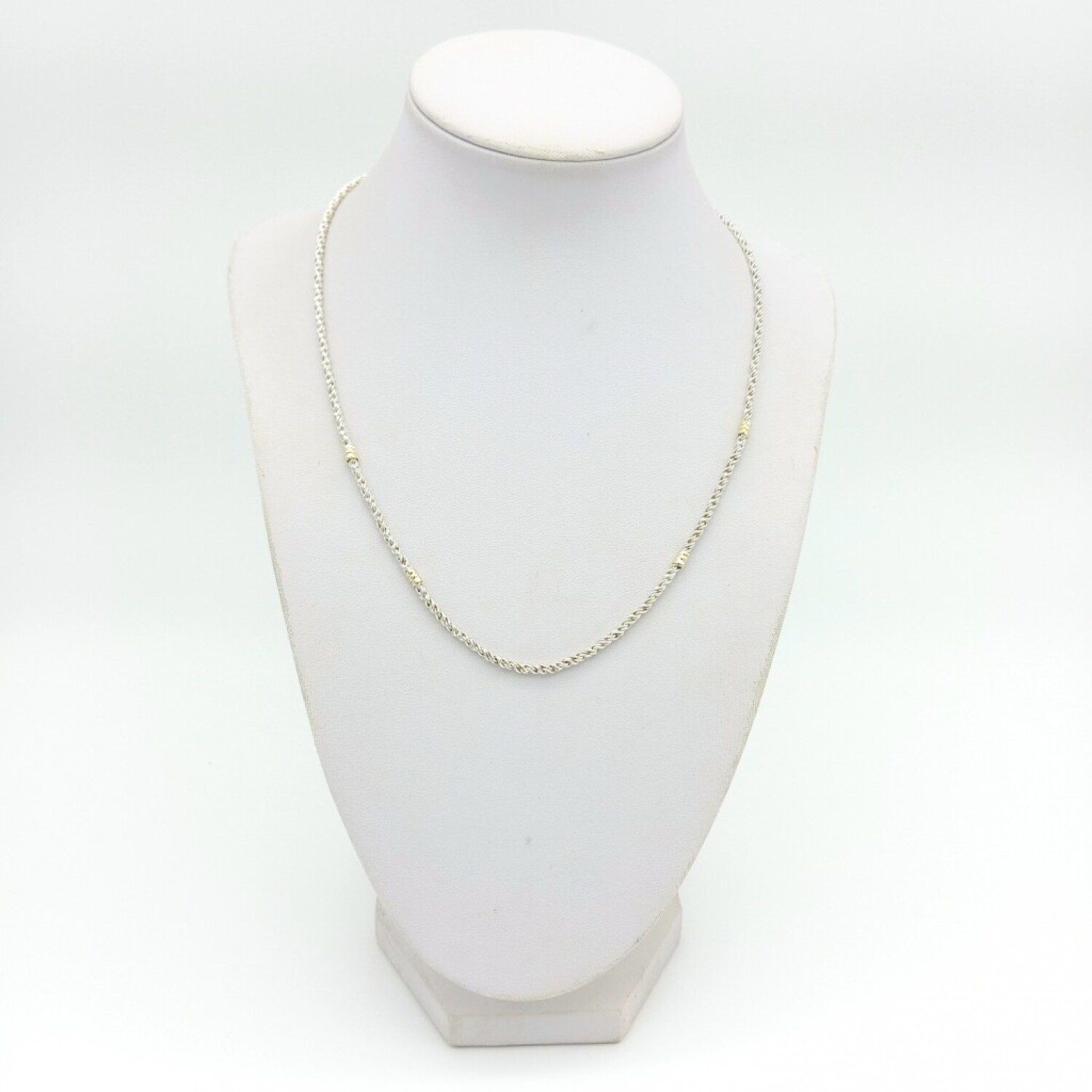 Cadena de Plata 925 y Doublé en Oro 18 kt Torneada Largo 45 cm