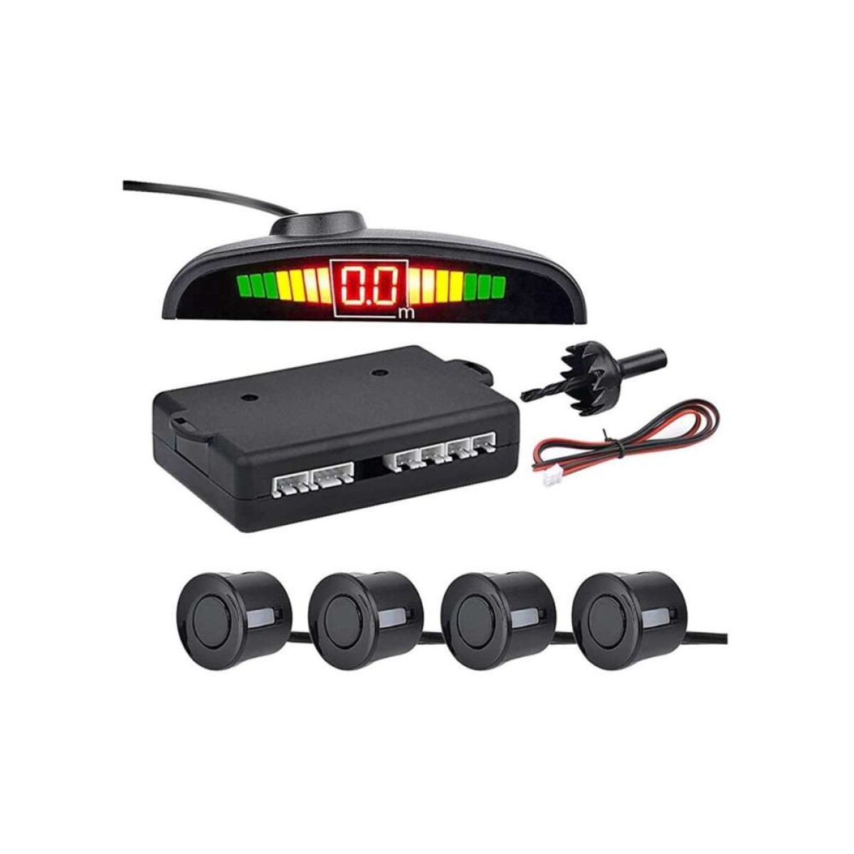 Sensor Marcha Atras De 4 Sensores Con Display - Negro 