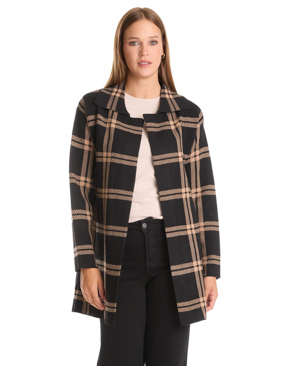 Cardigan Cuadrille - Negro/tostado 