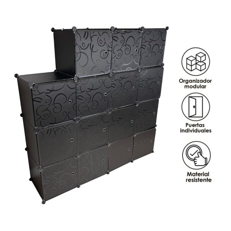 Armario Plástico Lumax 15 Puertas Desmontable Portátil Negro