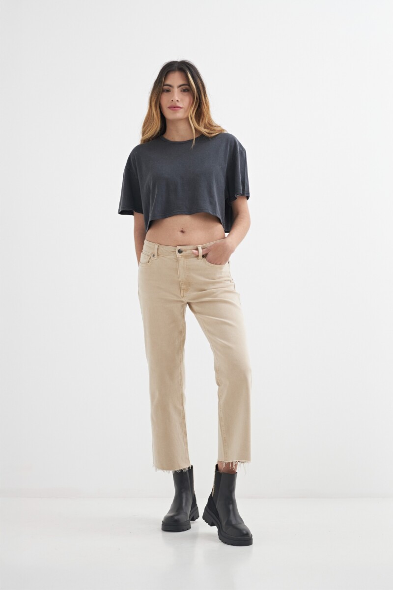 Pantalón de jean flared color - Crudo 
