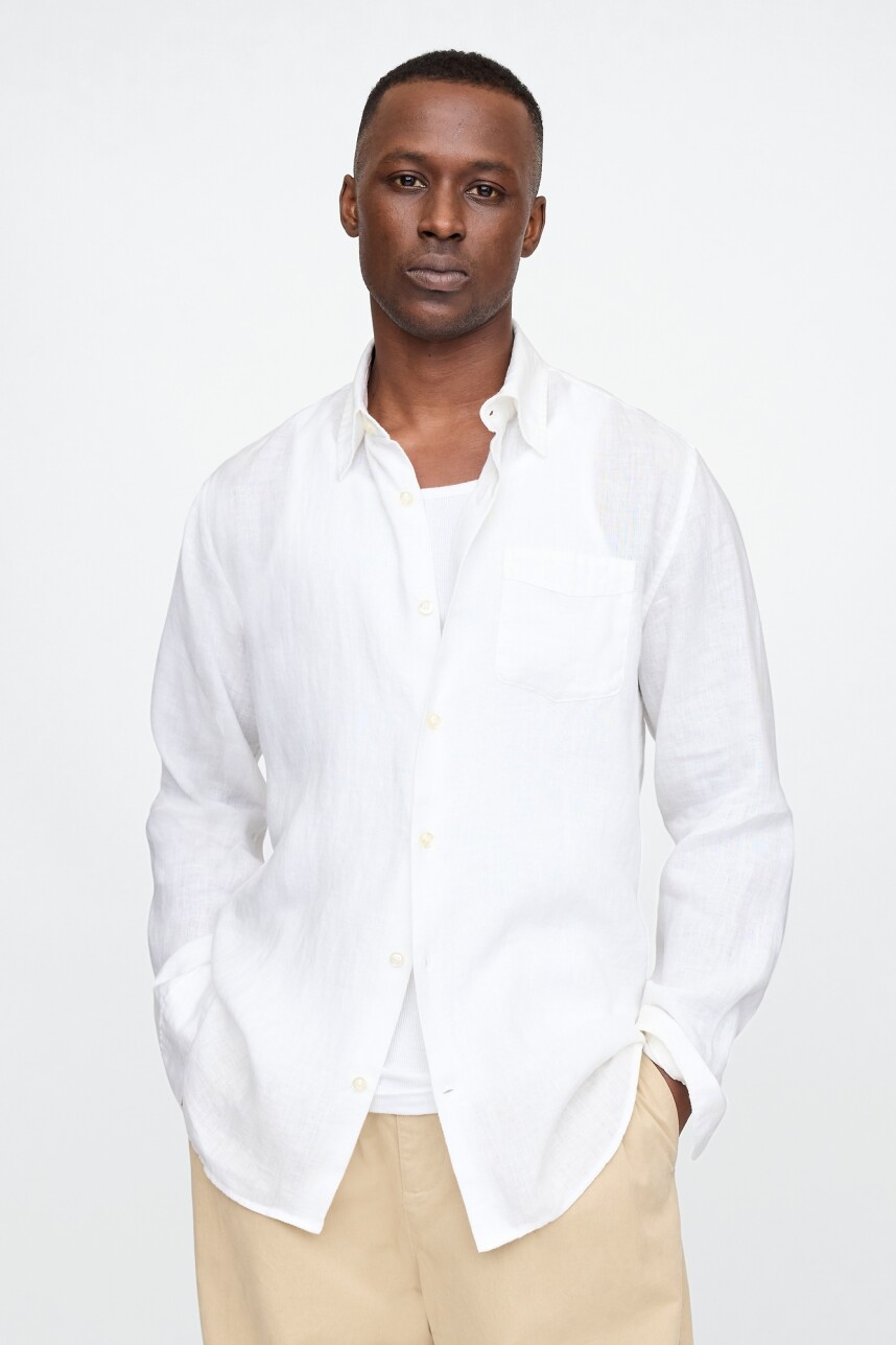 Camisa De Lino Hombre Optic White V6