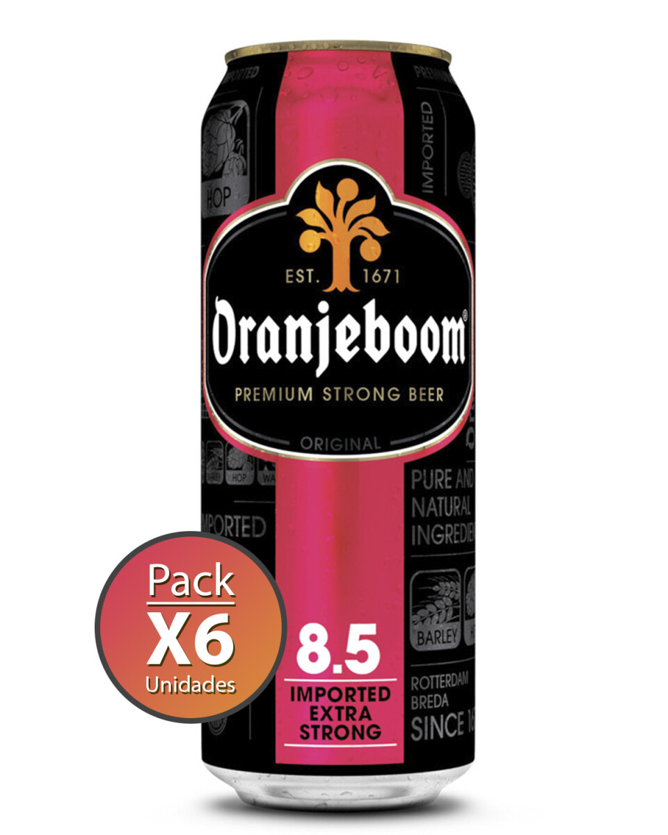 Pack de 6 latas de cerveza Oranjeboom Extra Strong 8.5% de 500cc 
