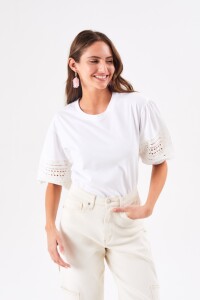 Remera Algodón Combinada Blanco