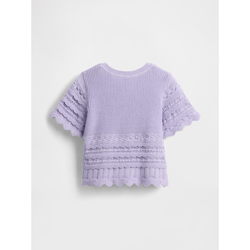 COTTON SS MIXED STITCH SWEATER ORCHID 207