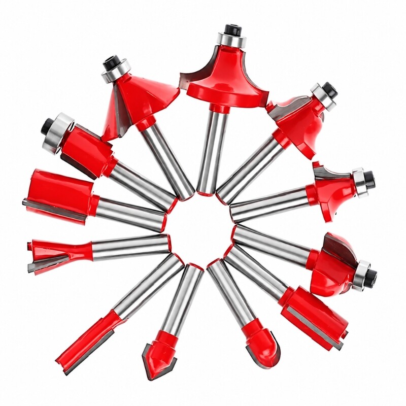 XCORT JUEGO DE FRESAS DE ENCASTRE PARA ROUTER ¼ - 6.35MM 12 PIEZAS Xcort Juego De Fresas De Encastre Para Router ¼ - 6.35mm 12 Piezas