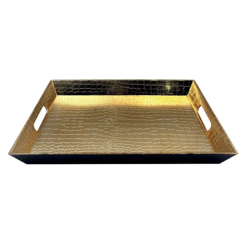 Bandeja Rectangular Metalizada con Asas N/a