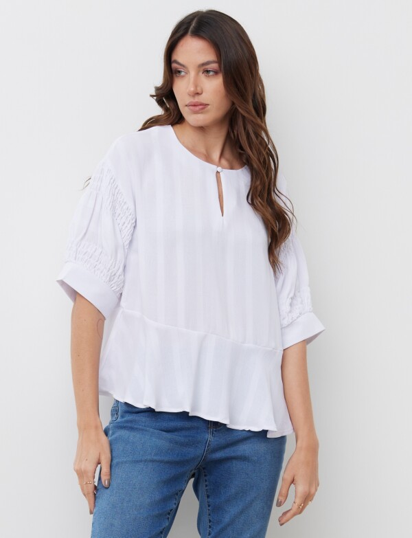 Blusa Manga Frunces BLANCO