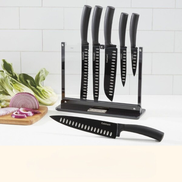 Juego de cuchillos con filo anti adherente de 7 piezas color negro Cuisinart Juego de cuchillos con filo anti adherente de 7 piezas color negro Cuisinart