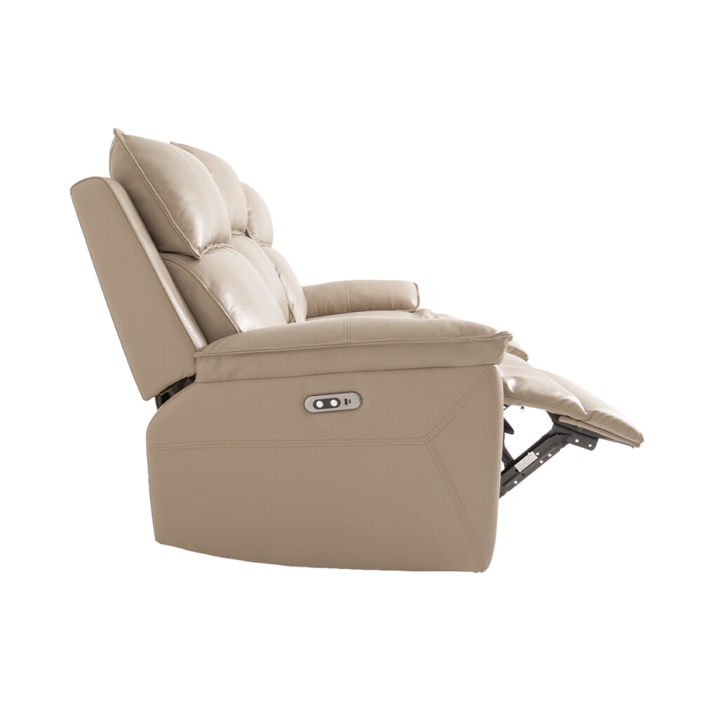 RECLINER ELÉCTRICO 3 CUERPOS CUERO-Y-SIMIL-CUERO MARRON JOSHUA TAUPE
