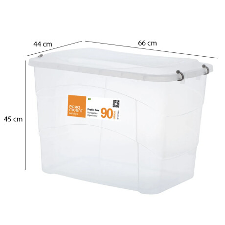 Caja Organizadora Plástica c/ Tapa y Trabas Pratic Box 90Lts Transparente