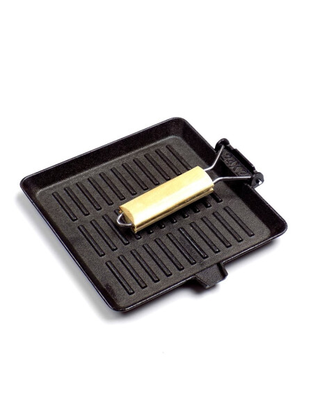PLANCHA GRILL CUADRADA C/ MANGO MADERA HIERRO. 24x24CM PLANCHA GRILL CUADRADA C/ MANGO MADERA HIERRO. 24x24CM
