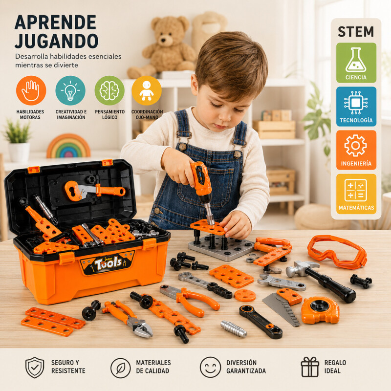 Set Caja Herramientas Juguete Taladro Constructor Infantil Set Caja Herramientas Juguete Taladro Constructor Infantil