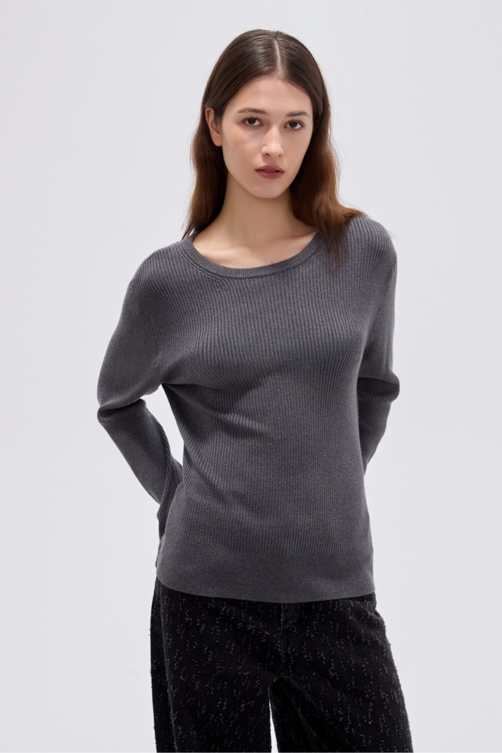 Remera Brune Gris Melange Oscuro