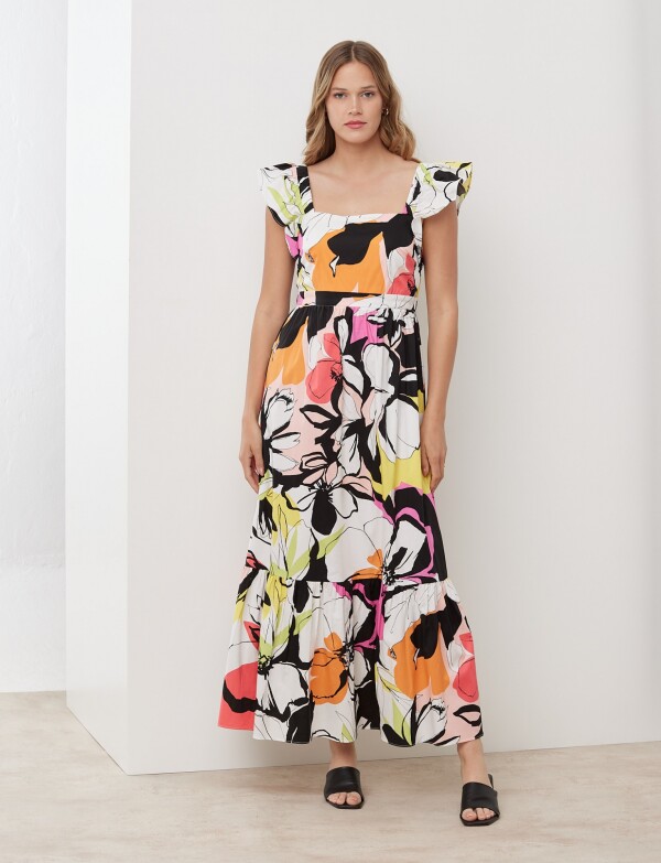 Vestido Maxi Flores MULTI/ROSA