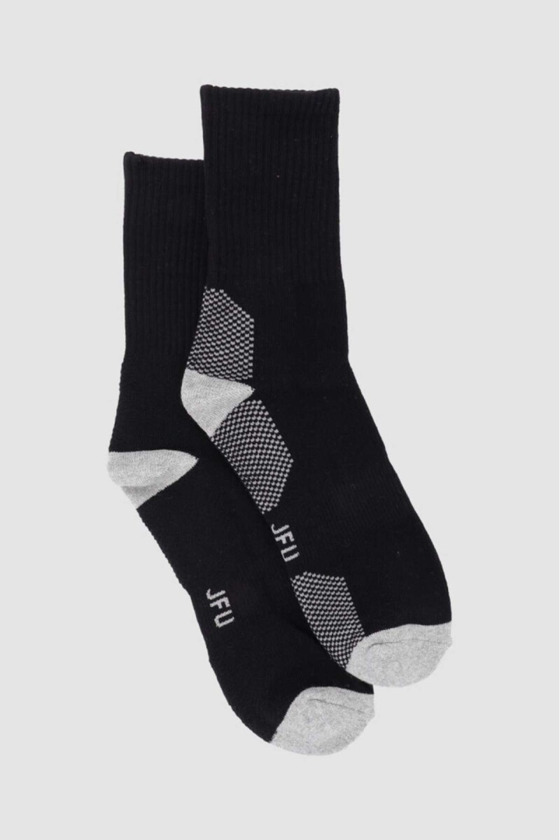 Medias 2 pack una lisa mas una con diseño y felpa interior e - Negro 
