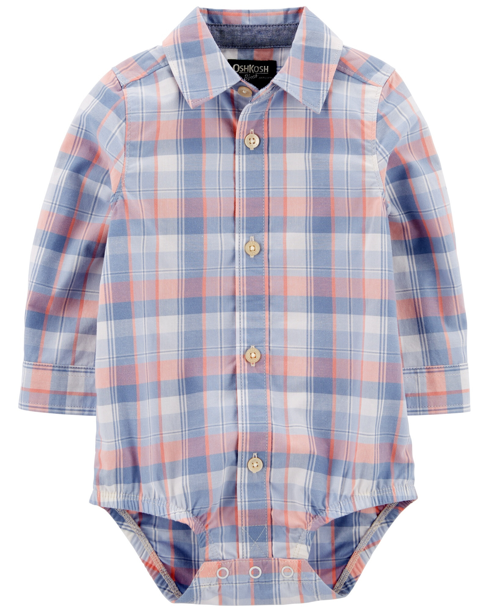 Body de algodón, tipo camisa, diseño a cuadros Body de algodón, tipo camisa, diseño a cuadros