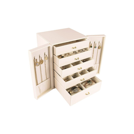 Joyero organizador con cajones y puertitas - 21x17x24cm Blanco