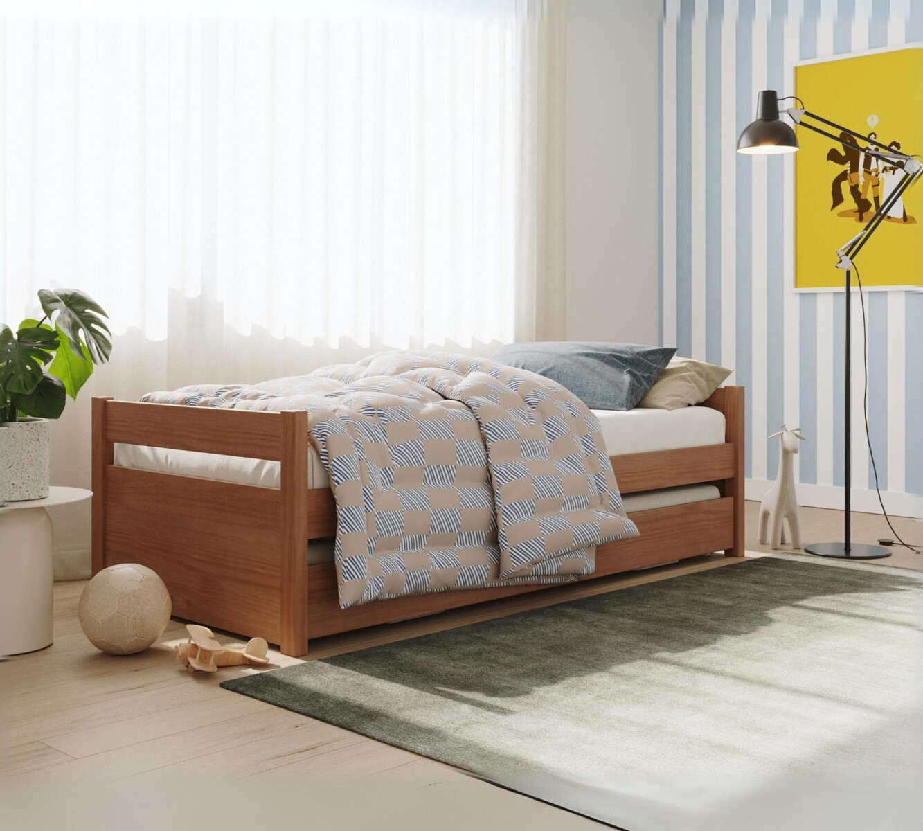 Cama Marinera Doublé 1 Plaza Madera Maciza - Linea Funcional - Marrón 
